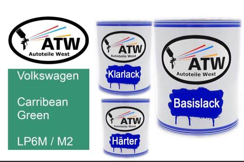 Volkswagen, Carribean Green, LP6M / M2: 1L Lackdose + 1L Klarlack + 500ml Härter - Set, von ATW Autoteile West.